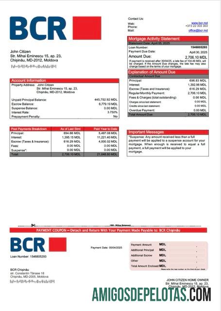 imprimível Modelo Word e PDF de declaração de hipoteca da Moldávia BCR Chisinau